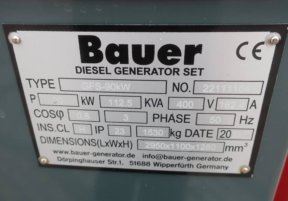 Generator set Bauer GFS-90KW Diesel Generator 112KVA ATS 400/230V NEW: picture 10