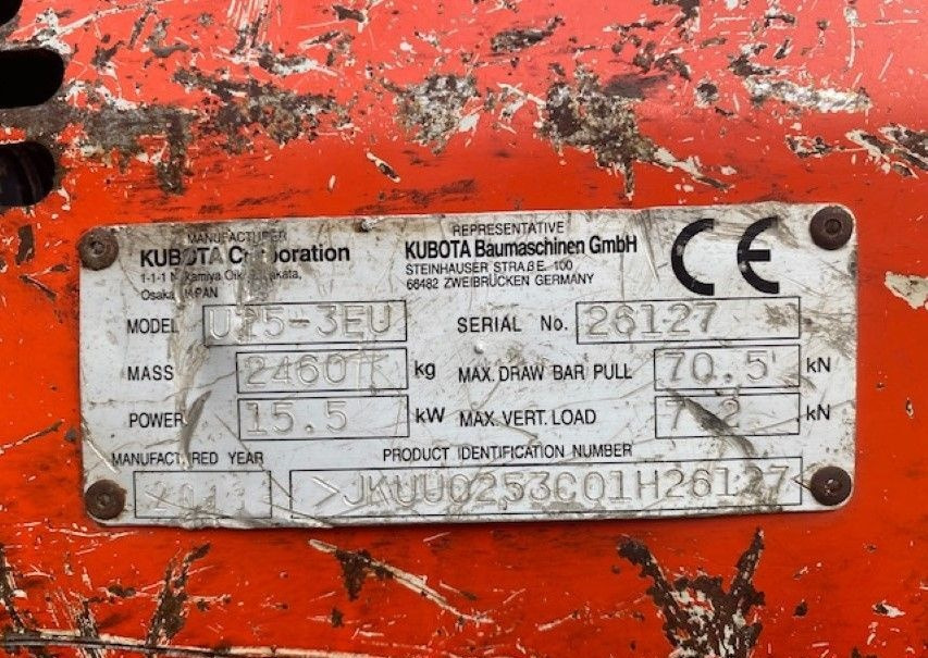 Mini excavator Kubota U25-3EU: picture 12