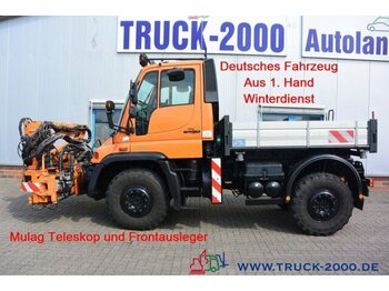 Municipal/ Special vehicle, Dropside/ Flatbed truck Unimog U400 4x4 Teleskop + Frontausleger Wechsellenkung: picture 1