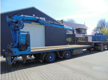 Low loader semi-trailer Bulthuis 2-as semie Stuur-as Roller kraan kran crane hiab 130: picture 1