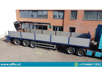 Floor 3-ass. Steenoplegger met Kennis 14 ton/mtr. Kraan / 13425  - Dropside/ Flatbed semi-trailer