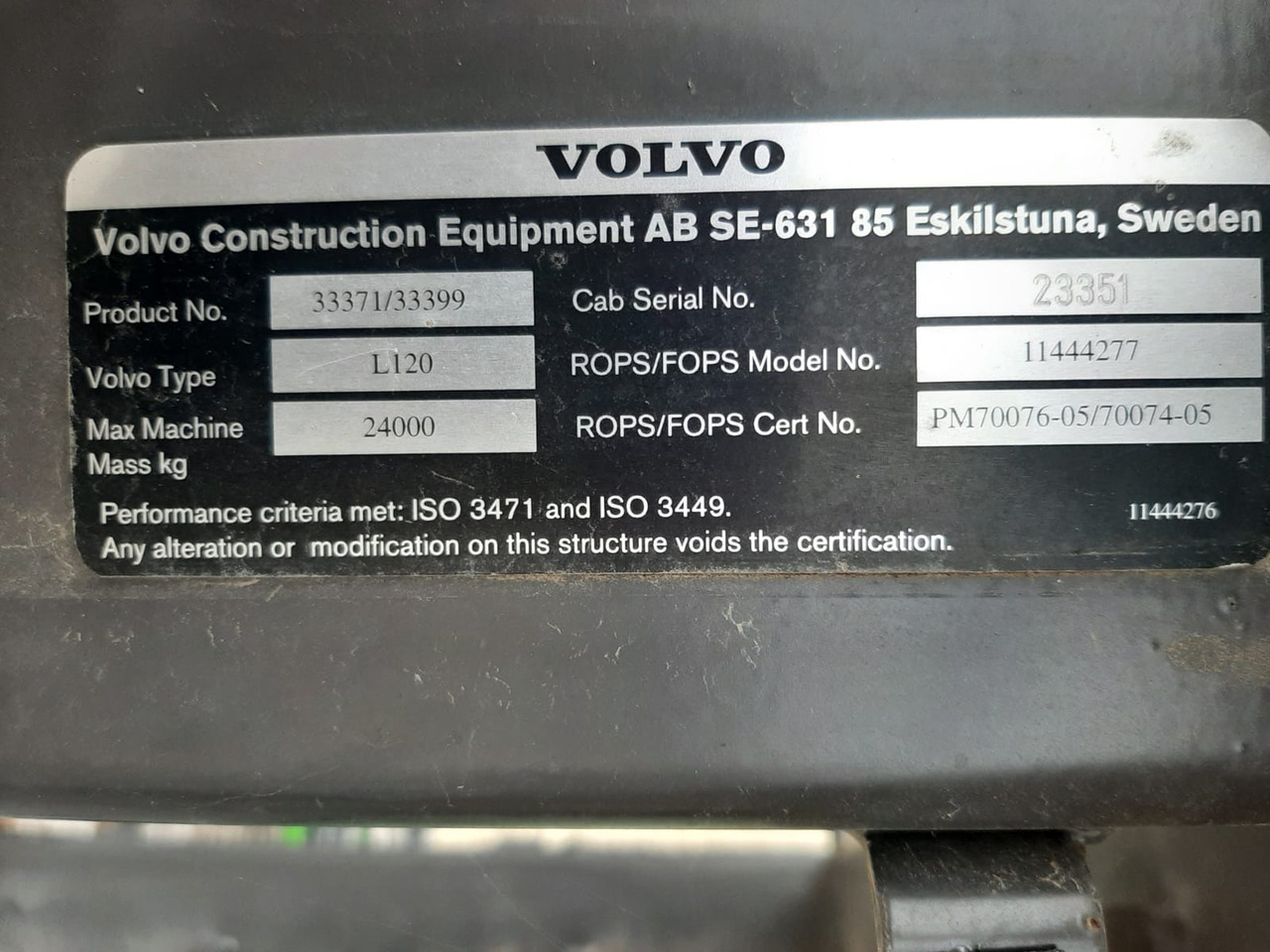 Cab for Construction machinery VOLVO L120: picture 3