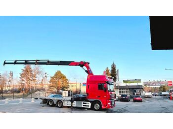 Dropside/ Flatbed truck, Crane truck DAF XF 105 6x2 HMF 4020 EURO 5 KRAN CRAN !!!: picture 1