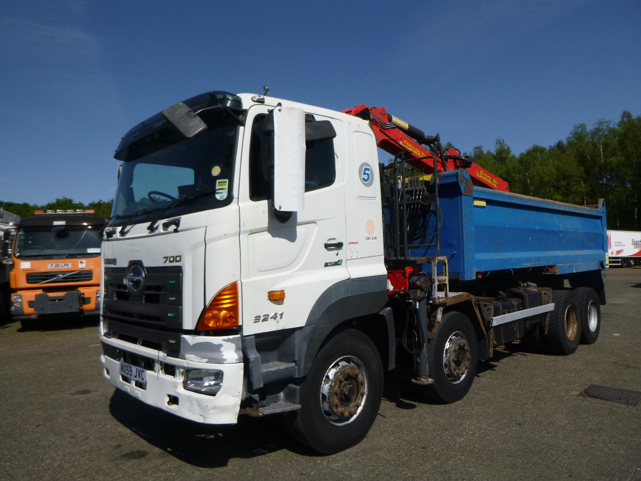 Tipper, Crane truck Hino FY1EUKA RHD + Palfinger E120L + grapple: picture 7