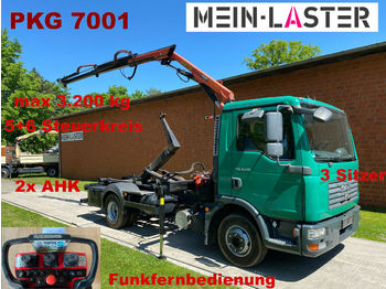 Hook lift truck, Crane truck MAN TGL 8.210 Abrollkipper Palift + PK 7001 Funk FB: picture 1