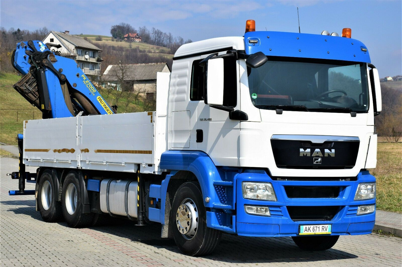 Dropside/ Flatbed truck, Crane truck MAN TGS 26.480: picture 6