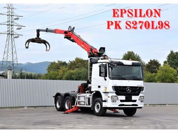 Timber truck, Crane truck Mercedes-Benz ACTROS 3355*Sattelzugmaschine+PK S270L98/6x4: picture 1