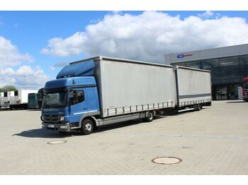 Curtain side truck Mercedes-Benz ATEGO 822 L, + trailer PANAV TV09L: picture 1