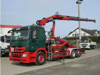 Hook lift truck, Crane truck Mercedes-Benz Actros 2541 L6x2 Abrollkipper mit Kran Hiab 144: picture 1