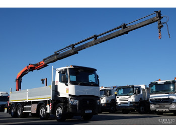 Dropside/ Flatbed truck, Crane truck RENAULT C 430 / 8x4 / SKRZYNIOWY 7 M + HDS PALFINGER 33002 -wysów: 14,5 M / UDŹWIG 9800 KG / STEROWANIE RADIOWE / ROTATOR / EURO 6: picture 4