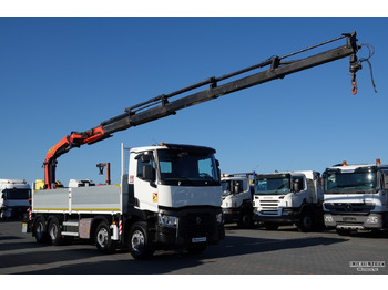 Dropside/ Flatbed truck, Crane truck RENAULT C 430 / 8x4 / SKRZYNIOWY 7 M + HDS PALFINGER 33002 -wysów: 14,5 M / UDŹWIG 9800 KG / STEROWANIE RADIOWE / ROTATOR / EURO 6: picture 5