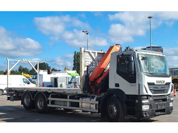Dropside/ Flatbed truck, Crane truck IVECO STRALIS 360 CASSONE FISSO E GRU PALFINGER: picture 2