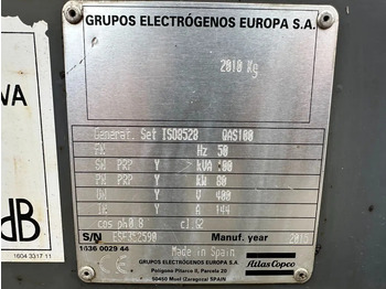 Generator set Atlas-Copco QAS 100 Perkins Leroy Somer 100 kVA Silent Rental generatorset: picture 4