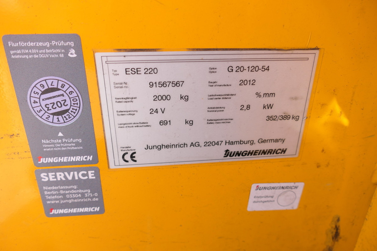 Pallet truck JUNGHEINRICH ESE 220 Batterie 51/2019: picture 10