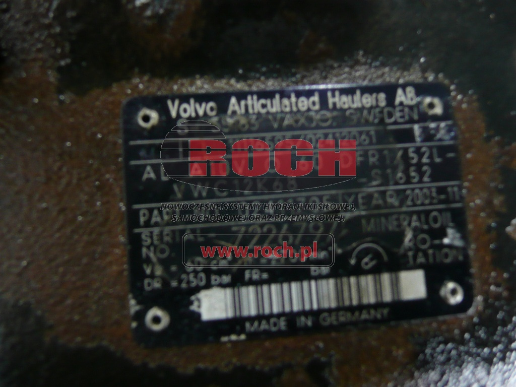 VOLVO AL A10VO60DFR1/52L-VWC12K68-S1652 11116595/ -2412-61 02411705 + AL A10VO28ED72/52L-VSC12N00T-S1126 11116595/ 02412061 02411725 - Hydraulic pump: picture 1 VOLVO AL A10VO60DFR1/52L-VWC12K68-S1652 11116595/ -2412-61 02411705 + AL A10VO28ED72/52L-VSC12N00T-S1126 11116595/ 02412061 02411725 - Hydraulic pump: picture 1