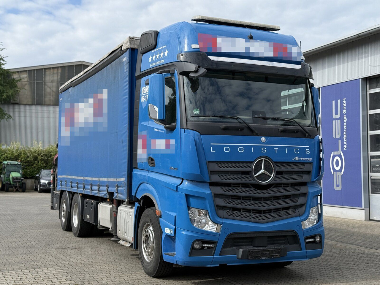 Mercedes-Benz Actros 6x2 Pritsche Kran Palfinger PK34002 + JIB - Curtain side truck, Crane truck: picture 1 Mercedes-Benz Actros 6x2 Pritsche Kran Palfinger PK34002 + JIB - Curtain side truck, Crane truck: picture 1