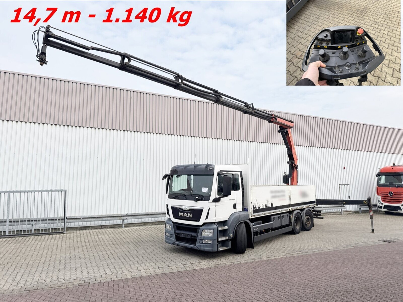 MAN TGS 26.400 6x2-4 LL TGS 26.400 6x2-4 LL, Navi, Lenk-/Liftachse, Heckkran Palfinger PK23002-SH D, Funk - Crane truck: picture 1 MAN TGS 26.400 6x2-4 LL TGS 26.400 6x2-4 LL, Navi, Lenk-/Liftachse, Heckkran Palfinger PK23002-SH D, Funk - Crane truck: picture 1