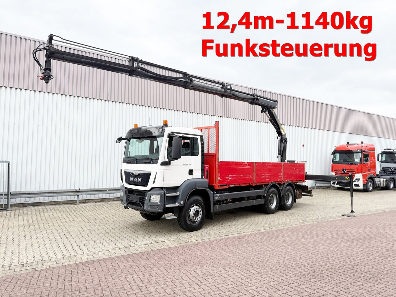 MAN TGS 33.400 6x4 BB TGS 33.400 6x4 BB, Navi, Heckkran PK18002-EH C, Funk - Crane truck, Dropside/ Flatbed truck: picture 1 MAN TGS 33.400 6x4 BB TGS 33.400 6x4 BB, Navi, Heckkran PK18002-EH C, Funk - Crane truck, Dropside/ Flatbed truck: picture 1