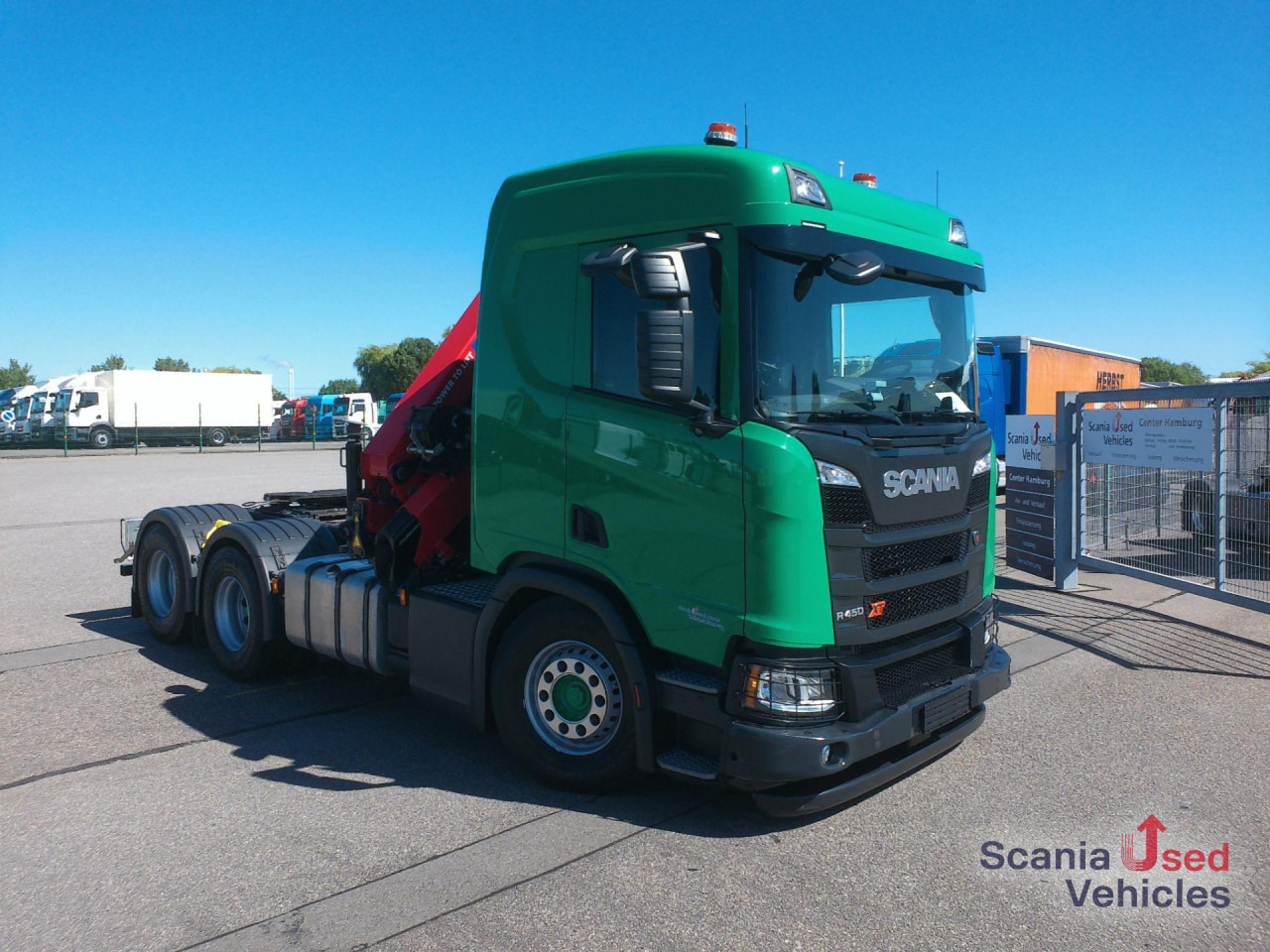 SCANIA R 450 B6x4NA mit Kran HMF 2320-K-RCS 23mtr. - Tractor unit: picture 1 SCANIA R 450 B6x4NA mit Kran HMF 2320-K-RCS 23mtr. - Tractor unit: picture 1