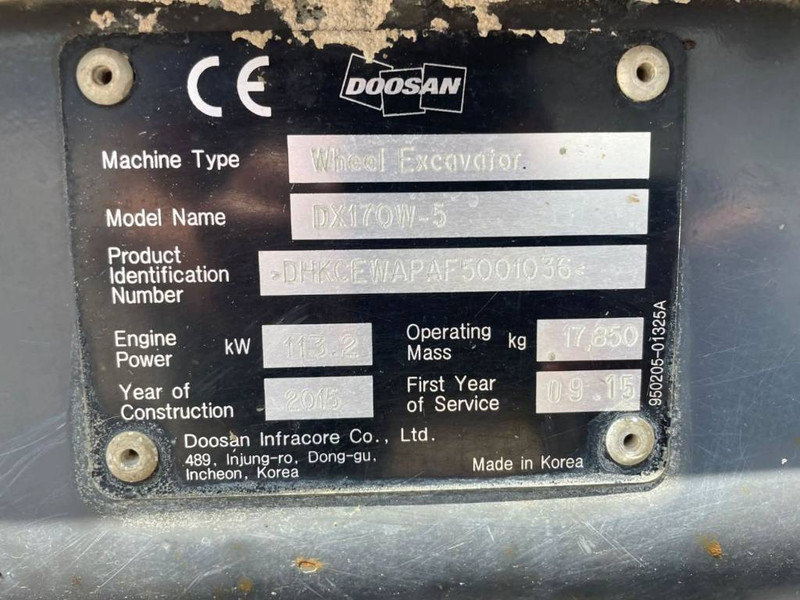 Wheel excavator Doosan DX170W-5: picture 6 Wheel excavator Doosan DX170W-5: picture 6
