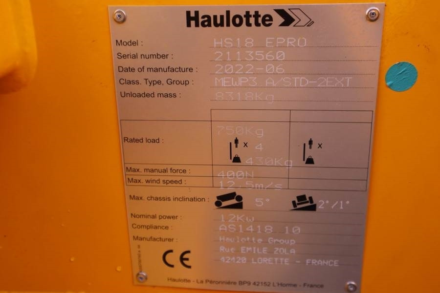 Scissor lift Haulotte HS18EPRO Valid Inspection, *Guarantee! Full Electr: picture 10