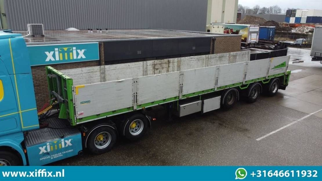 Dropside/ Flatbed semi-trailer Kennis 3-ass. Oplegger met borden en kraanspoor // 2x gestuurd // 13720: picture 1