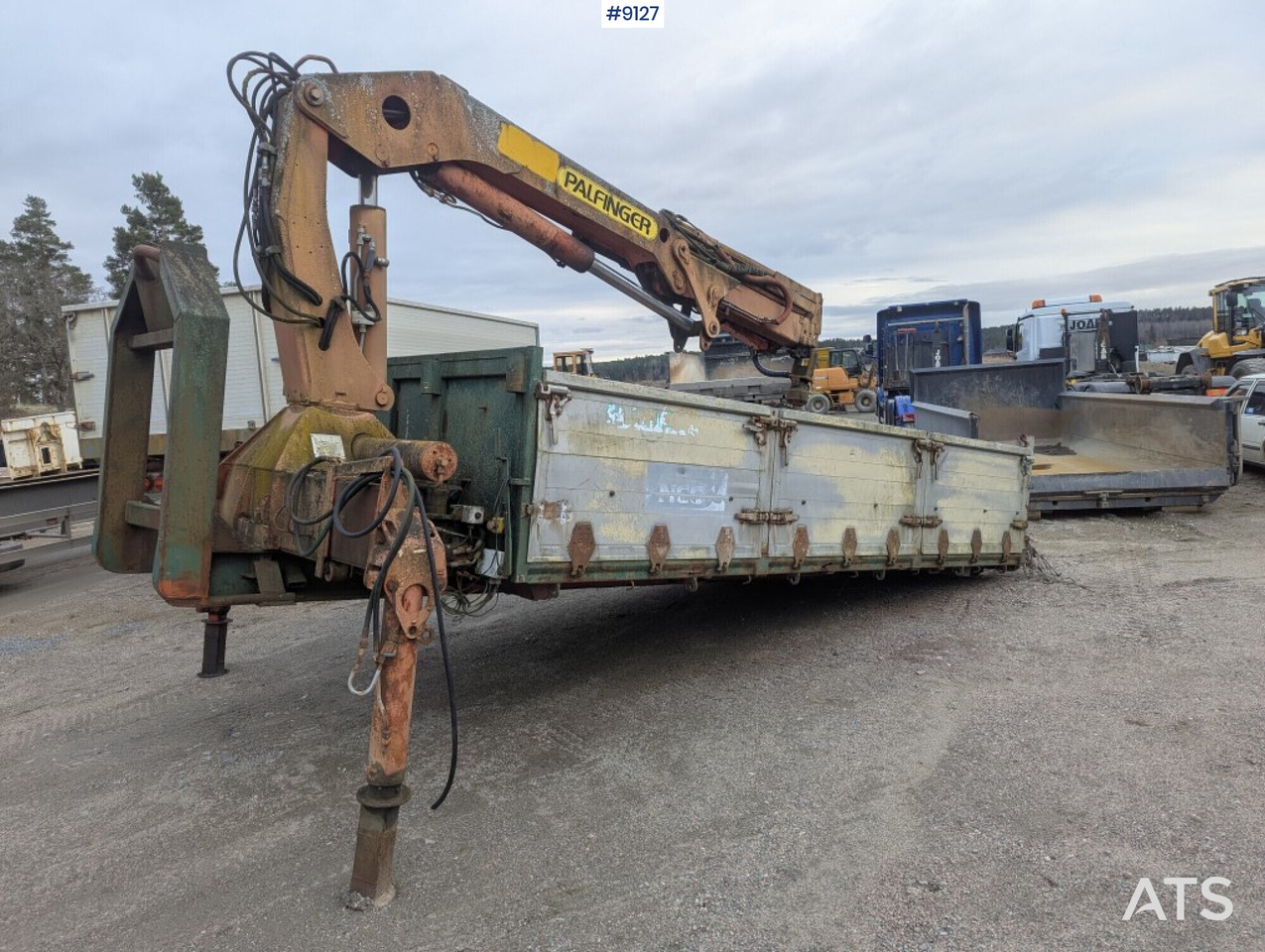 Flatbed body, Crane truck Crane flatbed Palfinger with rotator and bucket: picture 1