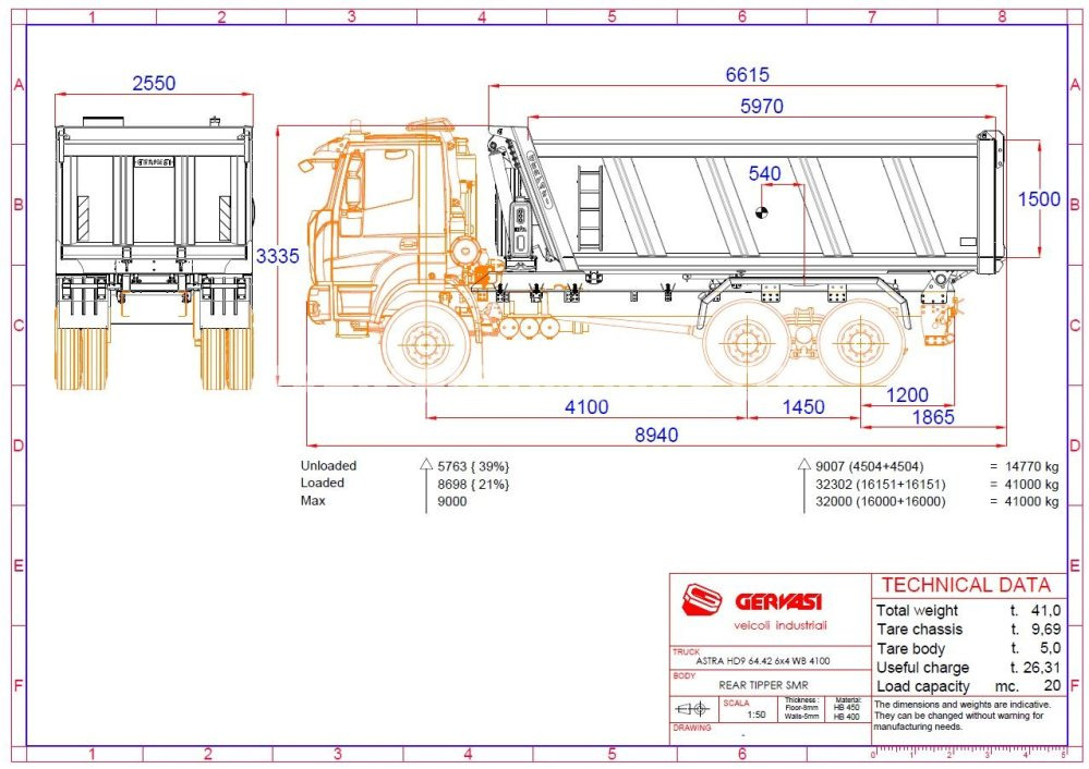 New Tipper Iveco Astra HD9 64.42 12.9L TURBO DIESEL black engine hood 4100 mm WB heavy duty chassis cab 6x4 Benne/Tipper 20m³ - EXPORT OUT EU: picture 16
