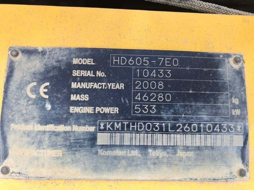 Komatsu HD605-7 - Rigid dumper/ Rock truck: picture 4 Komatsu HD605-7 - Rigid dumper/ Rock truck: picture 4