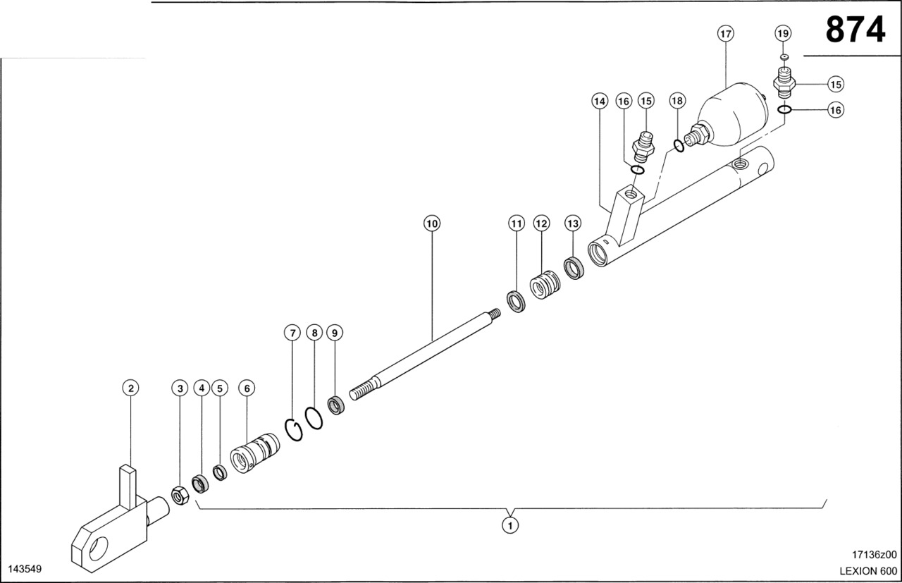 Claas Lexion 600 PIERŚCIEŃ  0000456460 (Siłownik hydrauliczny, pokrywa pokosu) - Hydraulic cylinder for Agricultural machinery: picture 1 Claas Lexion 600 PIERŚCIEŃ  0000456460 (Siłownik hydrauliczny, pokrywa pokosu) - Hydraulic cylinder for Agricultural machinery: picture 1