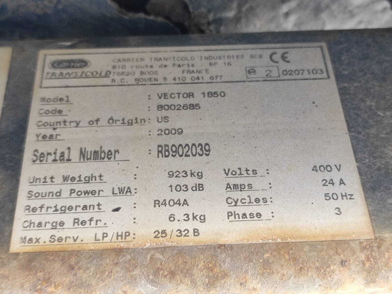 CARRIER VECTOR 1850 REFRIGERATION UNIT / KÜLMASEADE - Refrigerator swap body: picture 3 CARRIER VECTOR 1850 REFRIGERATION UNIT / KÜLMASEADE - Refrigerator swap body: picture 3