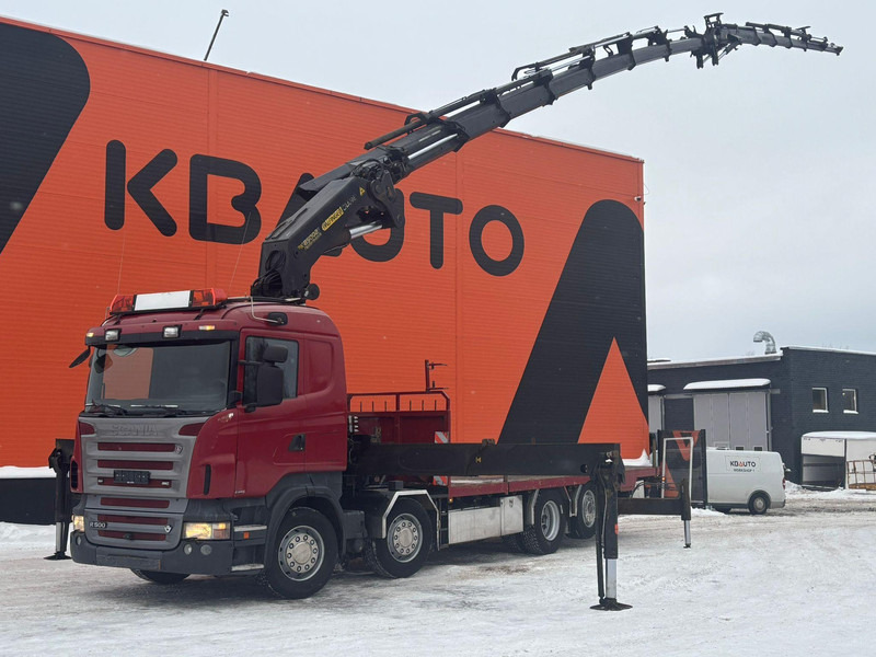 Scania R 500 8x2*6 PK 85002 + JIB / PLATFORM L=6999-8459 mm - Dropside/ Flatbed truck, Crane truck: picture 1 Scania R 500 8x2*6 PK 85002 + JIB / PLATFORM L=6999-8459 mm - Dropside/ Flatbed truck, Crane truck: picture 1