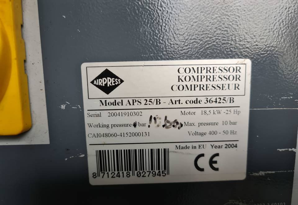 Kompresor śrubowy AIRPRESS APS 25, 18,5 kw, (2) - Air compressor: picture 5 Kompresor śrubowy AIRPRESS APS 25, 18,5 kw, (2) - Air compressor: picture 5