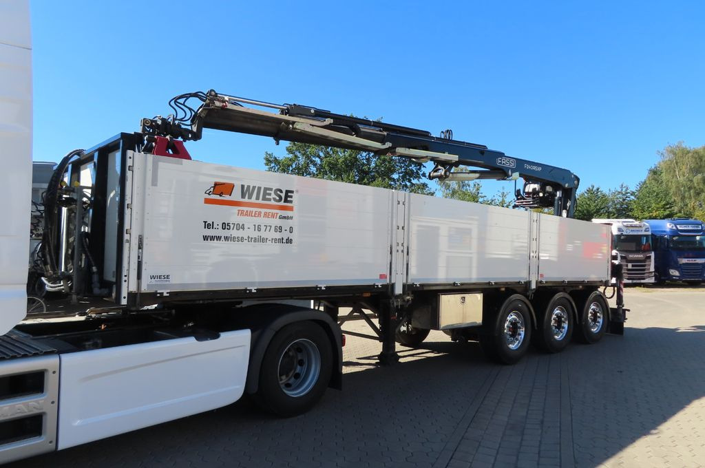 Wiese Baustoffauflieger - Heckkran - Dropside/ Flatbed semi-trailer: picture 2 Wiese Baustoffauflieger - Heckkran - Dropside/ Flatbed semi-trailer: picture 2