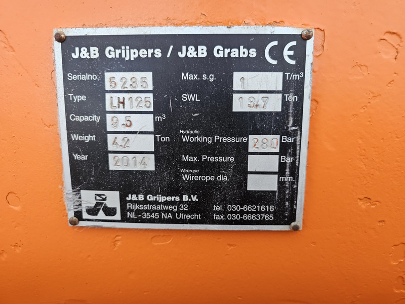 Jb clamshell 9500 liter sennebogen sennebogen liebherr lh fuchs mhl - Clamshell bucket for Construction machinery: picture 5 Jb clamshell 9500 liter sennebogen sennebogen liebherr lh fuchs mhl - Clamshell bucket for Construction machinery: picture 5