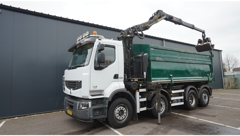 Renault PREMIUM 380 DXI 8X2/6 2 SIDE TIPPER WITH PLFINGER Q 170 Z CRANE.278.200KM - Crane truck: picture 3 Renault PREMIUM 380 DXI 8X2/6 2 SIDE TIPPER WITH PLFINGER Q 170 Z CRANE.278.200KM - Crane truck: picture 3