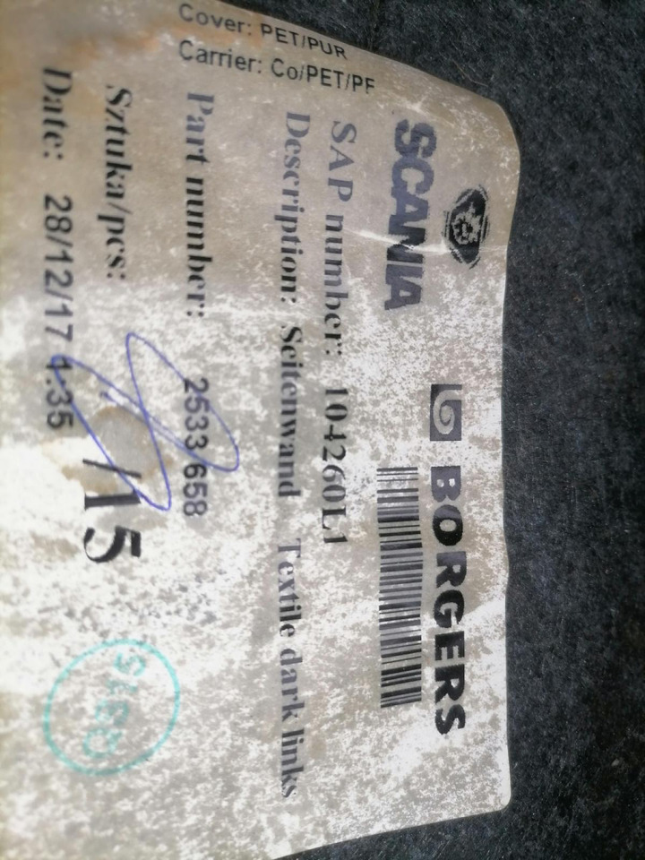 Scania Salongi polster 2533658 - Universal part for Truck: picture 4 Scania Salongi polster 2533658 - Universal part for Truck: picture 4