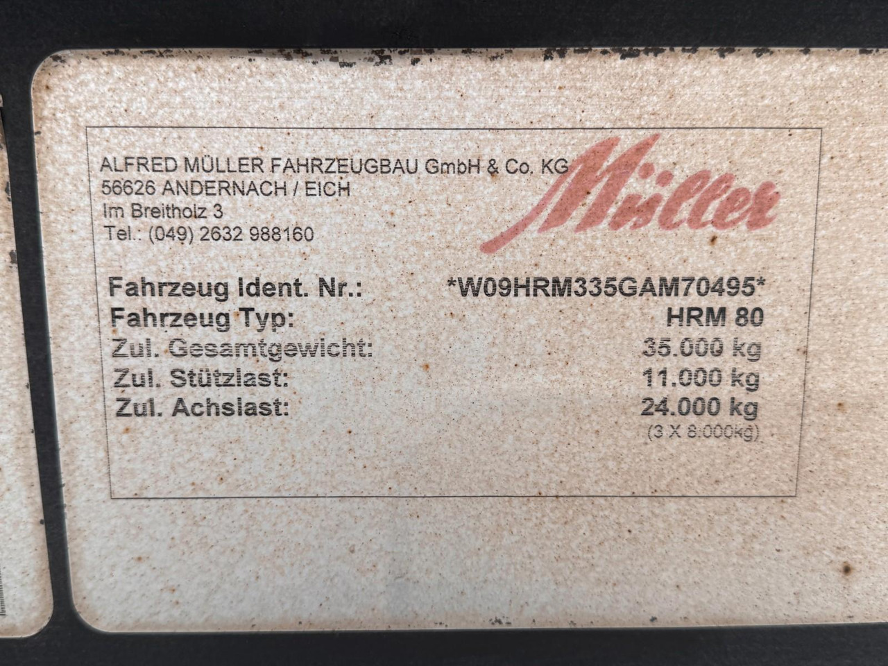 Meiller Müller 3 Achs 24 Kubik Kipper Hydr. Heckklappe - Tipper semi-trailer: picture 3 Meiller Müller 3 Achs 24 Kubik Kipper Hydr. Heckklappe - Tipper semi-trailer: picture 3