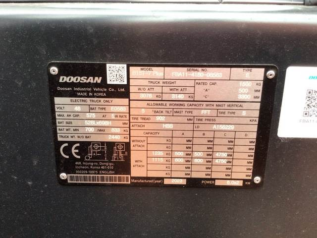Doosan B15T-7 PLUS - Electric forklift: picture 5 Doosan B15T-7 PLUS - Electric forklift: picture 5