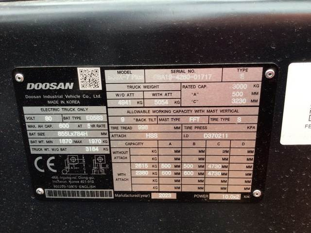 Doosan B30X-7 PLUS - Electric forklift: picture 5 Doosan B30X-7 PLUS - Electric forklift: picture 5