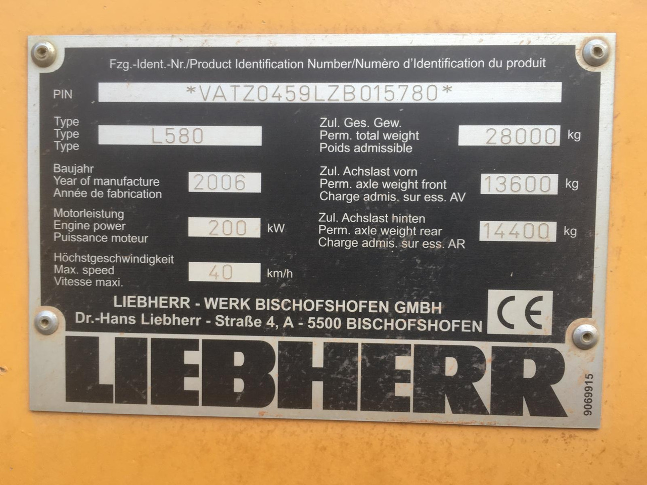 Liebherr L 580 2 plus 2 - Wheel loader: picture 4 Liebherr L 580 2 plus 2 - Wheel loader: picture 4