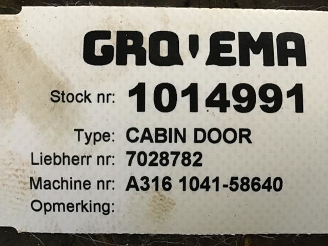 Liebherr Cabin Door - Door and parts: picture 2 Liebherr Cabin Door - Door and parts: picture 2