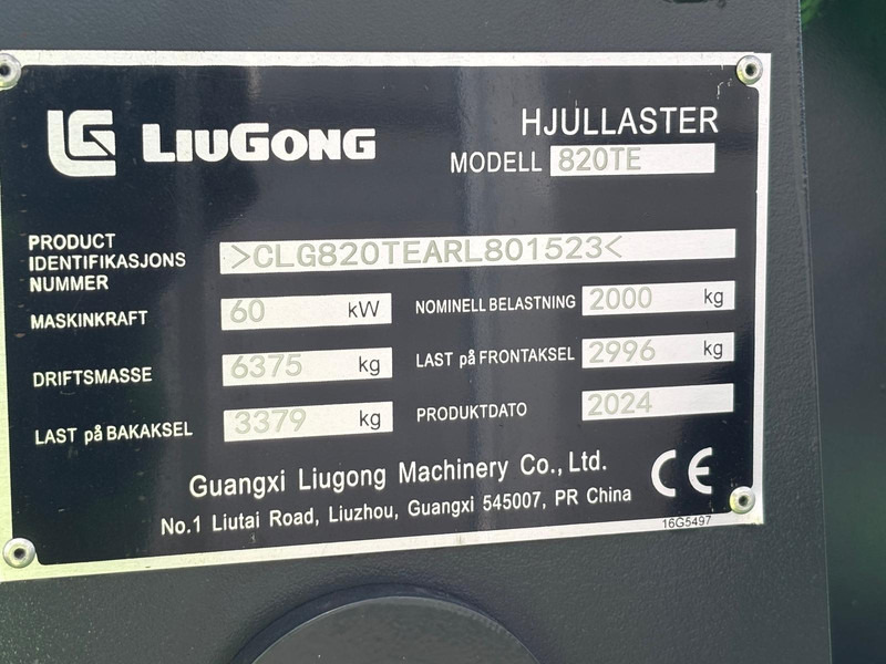 LIUGONG 820 TE Electric - Wheel loader: picture 5 LIUGONG 820 TE Electric - Wheel loader: picture 5