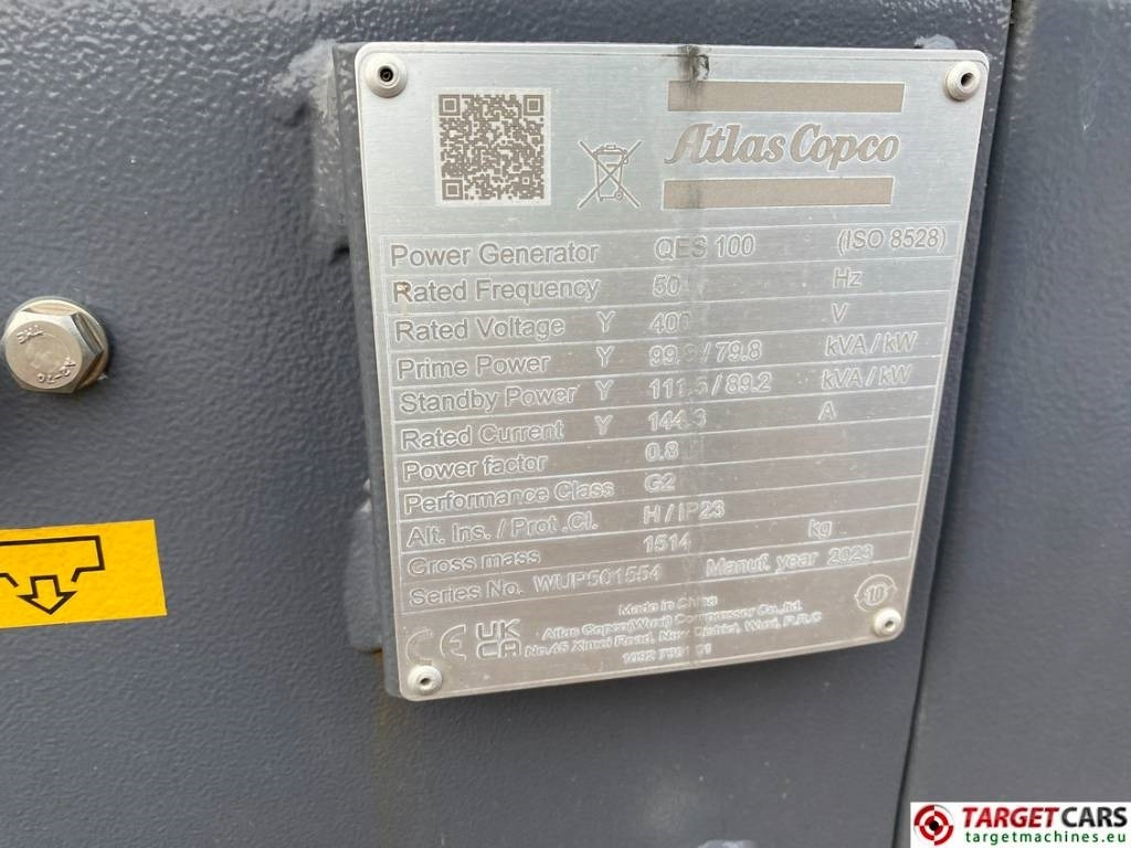 Generator set Atlas Copco QES100 Diesel 100KVA Generator 400/230V Unused: picture 10