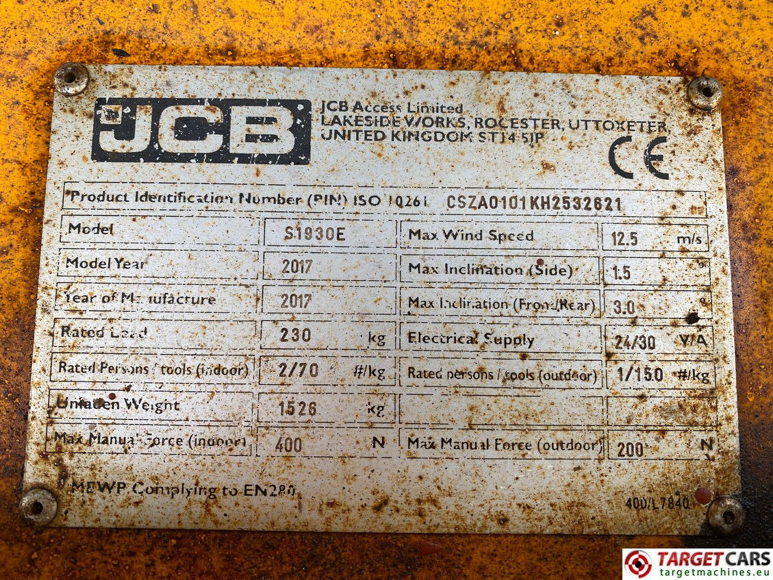 JCB S1930E ELECTRIC SCISSOR WORK LIFT 780CM 2017 188HRS 2532621 leasing JCB S1930E ELECTRIC SCISSOR WORK LIFT 780CM 2017 188HRS 2532621: picture 10