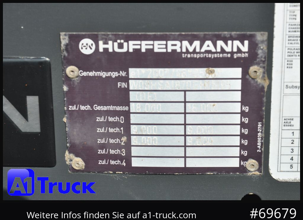 HUEFFERMANN HSA 1870 Luft, SAF, Scheibenbremse - Roll-off/ Skip trailer: picture 5 HUEFFERMANN HSA 1870 Luft, SAF, Scheibenbremse - Roll-off/ Skip trailer: picture 5