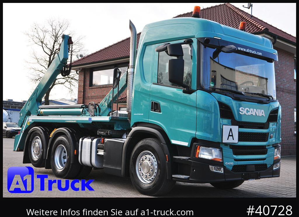 SCANIA G410 Meiller AK 16 Funk Lenkachse - Skip loader truck: picture 1 SCANIA G410 Meiller AK 16 Funk Lenkachse - Skip loader truck: picture 1