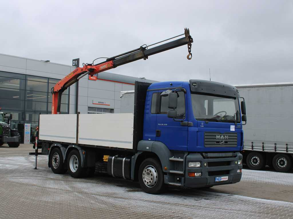 MAN TGA 26.430, EURO 3, 6X2, SIDE, HYDRAULIC ARM PALFINGER PKK 12500 - Dropside/ Flatbed truck, Crane truck: picture 3 MAN TGA 26.430, EURO 3, 6X2, SIDE, HYDRAULIC ARM PALFINGER PKK 12500 - Dropside/ Flatbed truck, Crane truck: picture 3