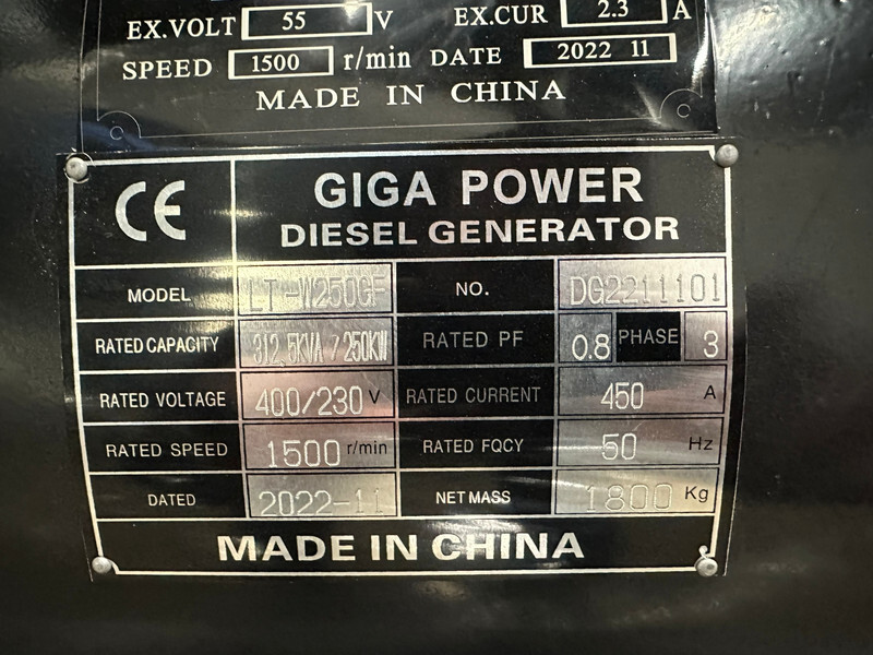 Generator set Giga power 312.5 KVA Open generator - LT-W250GF: picture 11