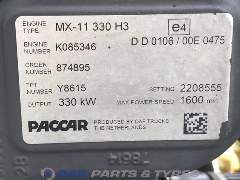 DAF CF Euro 6 Motor DAF MX11 330 H3 2184945R - Engine for Truck: picture 5 DAF CF Euro 6 Motor DAF MX11 330 H3 2184945R - Engine for Truck: picture 5